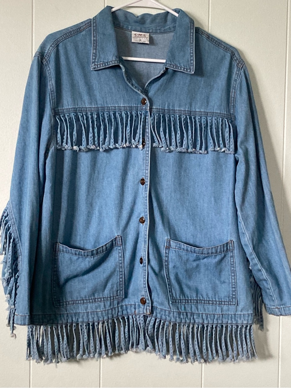Vintage Women’s SZ S Fringe Denim Shirt/Jacket 100% Cotton